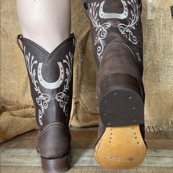 WOMEN'S WESTERN RODEO COWGIRL BOOTS GENUINE LEATHER HORSE SHOE BOTA DAMA 388 - Picture 11 of 11